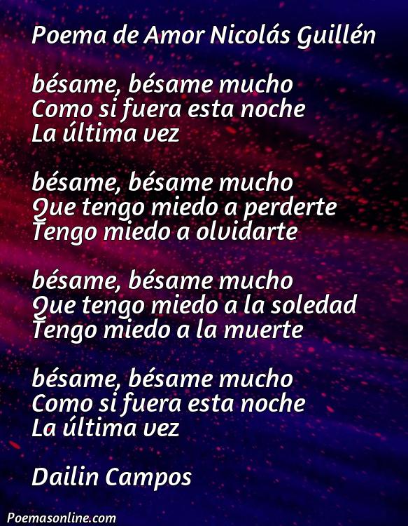 Hermoso Poema de Amor Nicolás Guillén, Cinco Mejores Poemas de Amor Nicolás Guillén