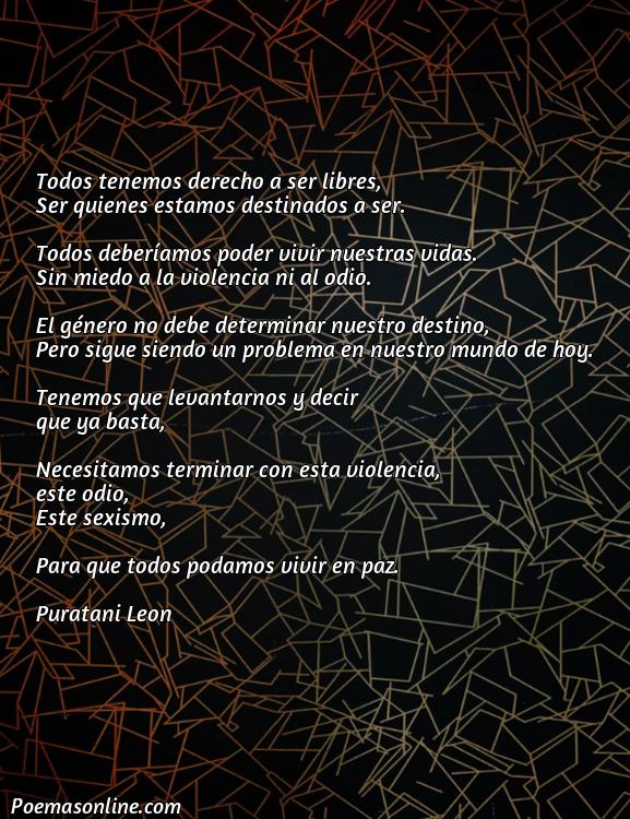 Reflexivo Poema sobre la No Violencia de Genero, 5 Poemas sobre la No Violencia de Genero